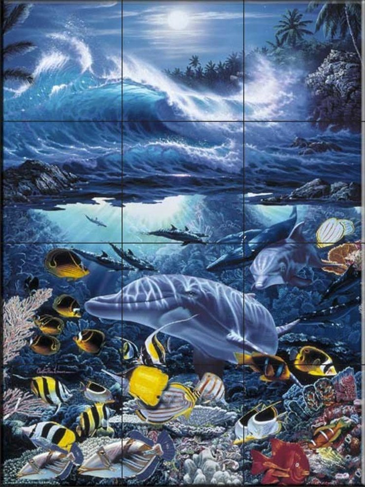 Tile Mural Bathroom Backsplash - Ocean Treasure-CRL - by Christian Riese Lassen