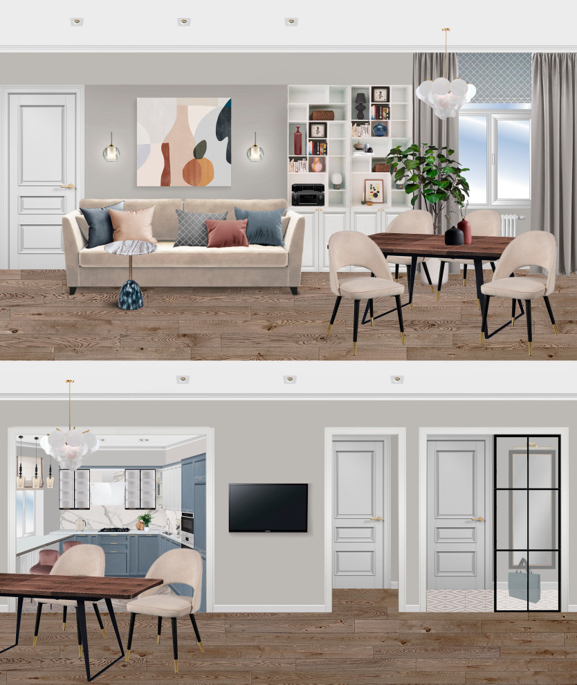 Визуализации - коллажи для проекта квартиры 62кв.м в сталинском доме г. Москва