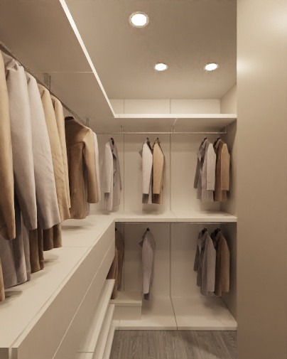 Современная  квартира в серо-белый тонах