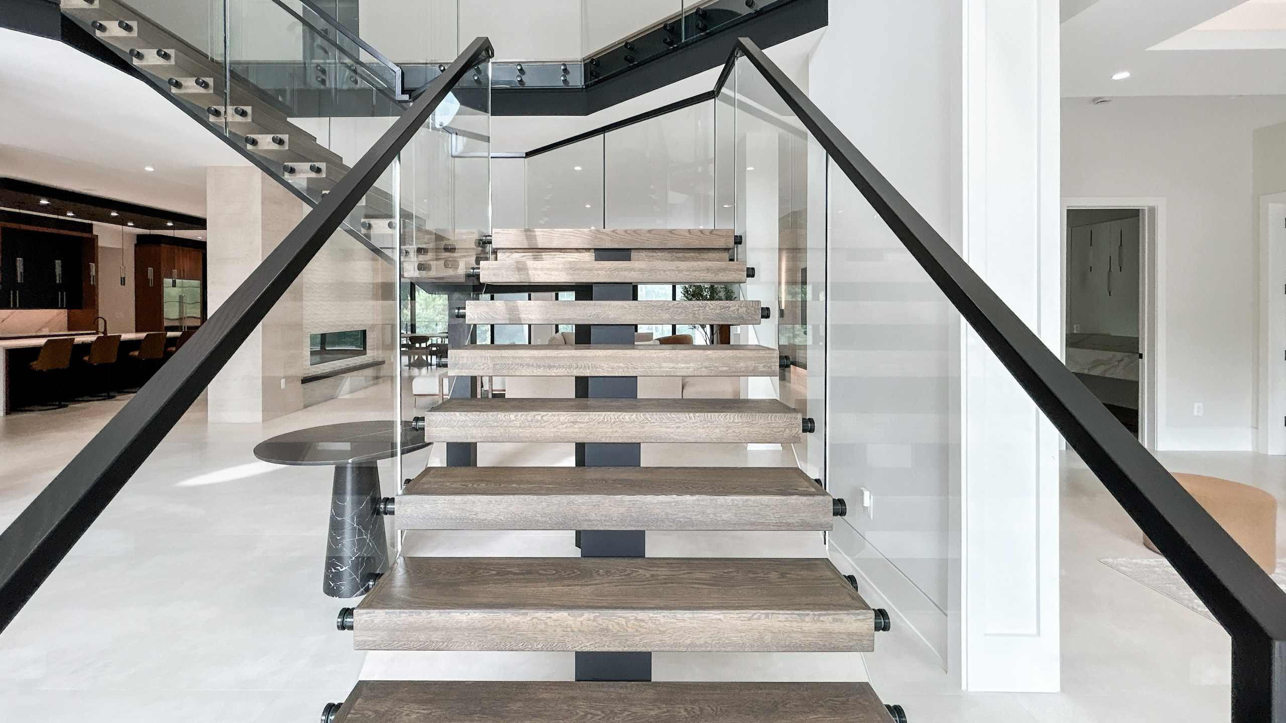 Project #159 | Modern Foyer Stair with Stand-off Glass Railing