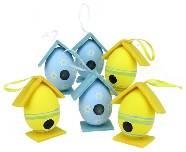 Painted Spring Easter Egg Birdhouse Ornaments 6 Piece Set Farmhouse Christmas Ornaments By Northlight Seasonal