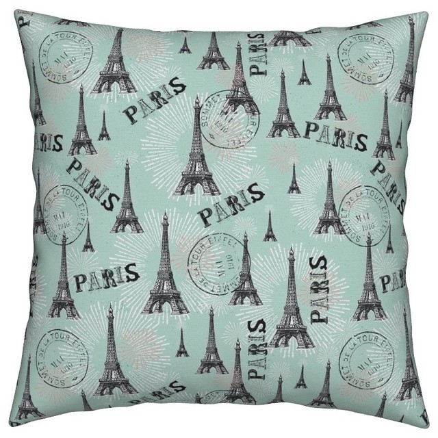 Paris Is Always A Good Idea Teal Paris Throw Pillow Contemporary