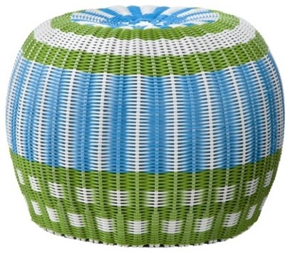 Green, Blue and White Pouf