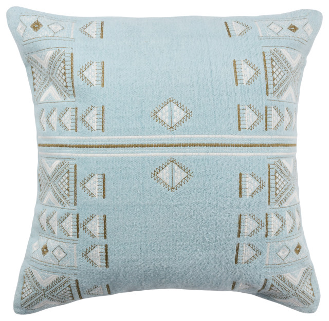 Jaipur Living Elina Tribal Light Blue/ Brown Throw Pillow Southwestern Decorative Pillows