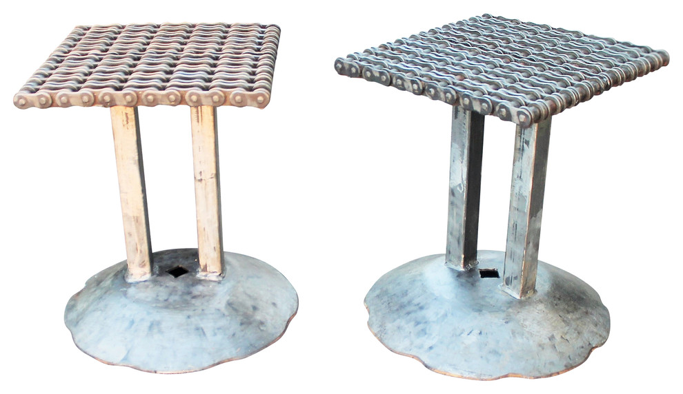 Welded Chain Art Metal Idustrial Style Stool or Side Tables