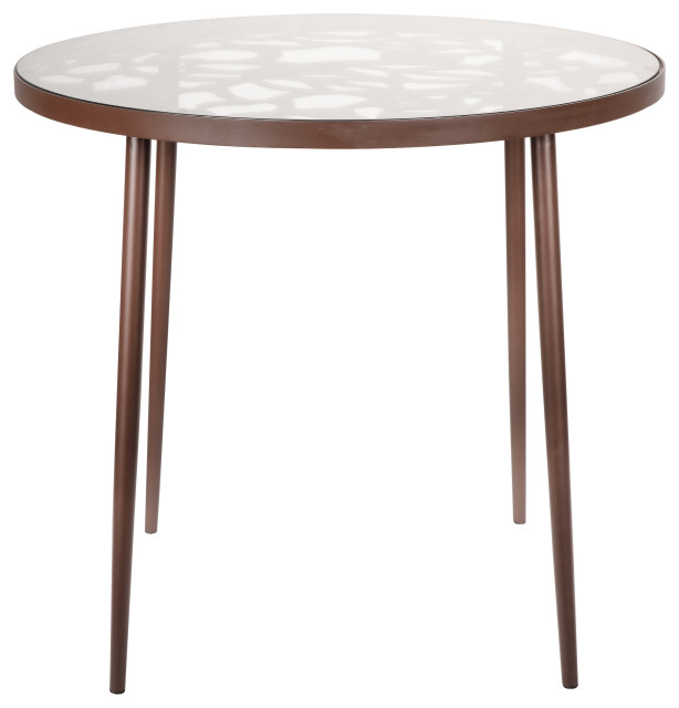 LeisureMod Devon Outdoor Patio 31" Round Aluminum Glass Top Bistro