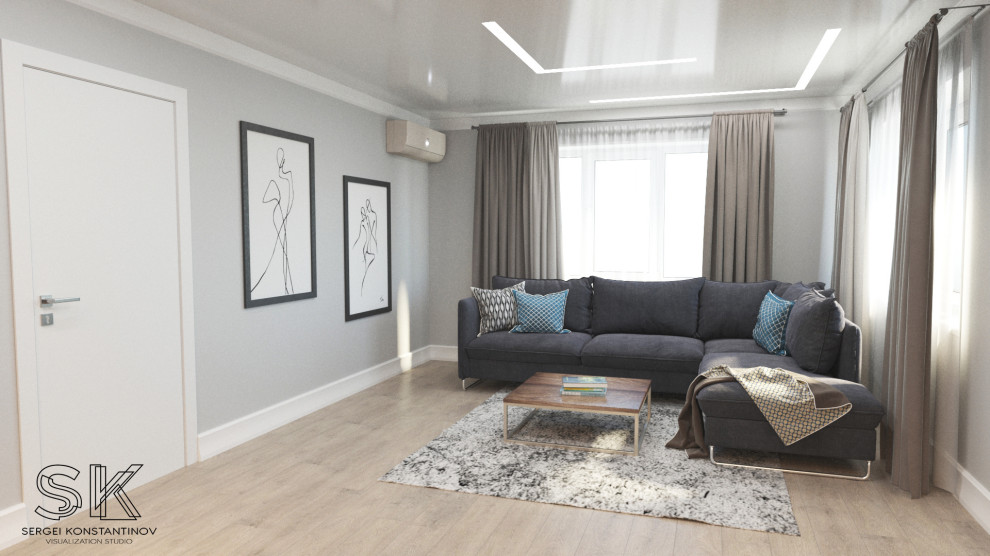 Просторная гостиная в небольшой квартире