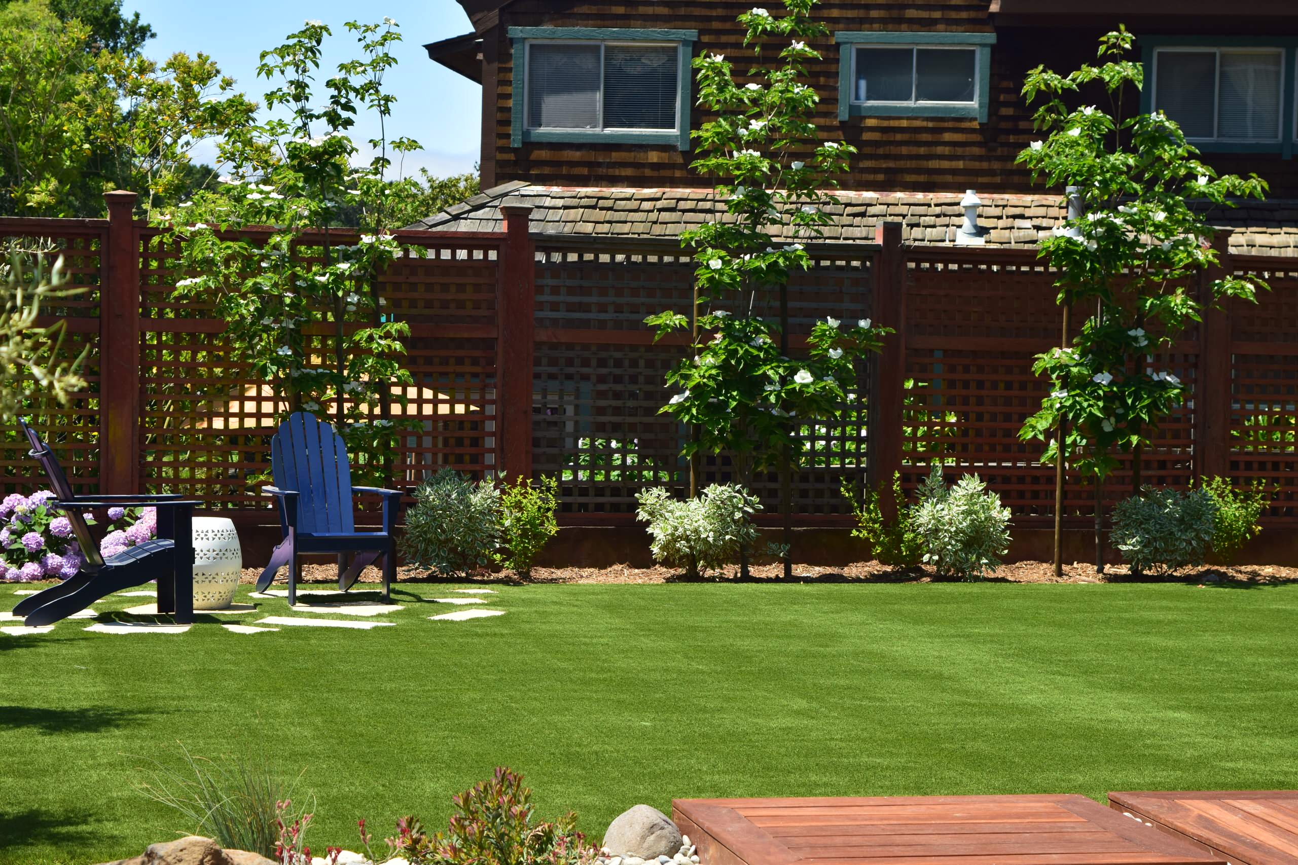 Spacious Garden with patio and lawn
