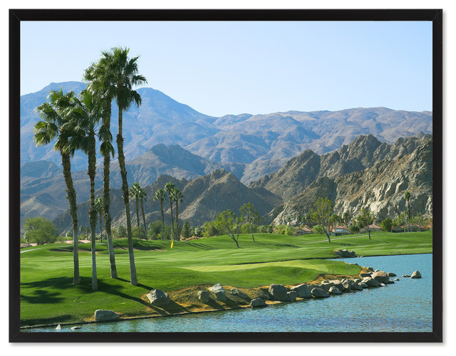 West Palm Springs Golf Course Photo Print on Canvas with Picture Frame, 28"x37"