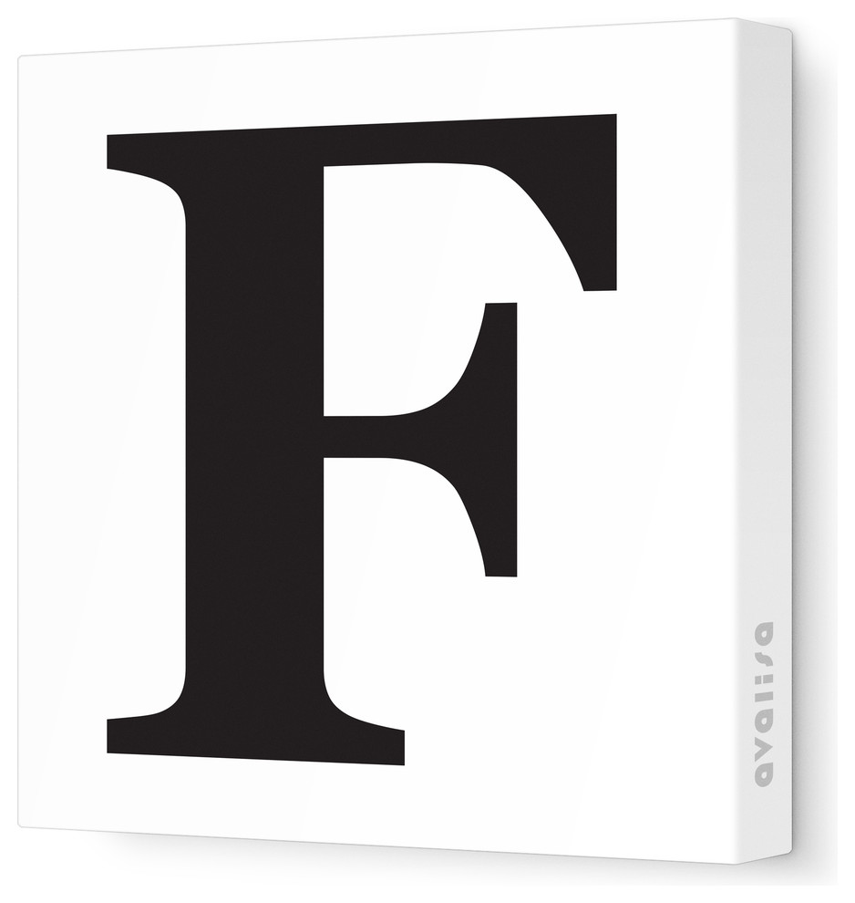 Letter - Upper Case 'F' Stretched Wall Art, 28" x 28", Black