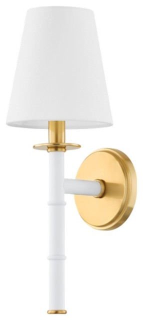 Mitzi Banyan 1 Light Wall Sconce, Aged Brass/White, H759101-AGB-SWH