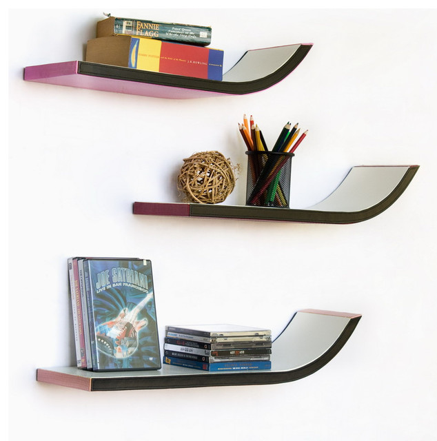 The Baroque Stylish J Type Leather Wall Shelf / Floating Shelf (Set of 3)
