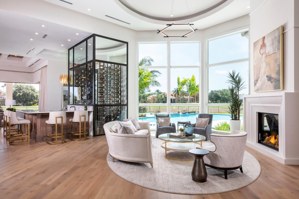 Transitional family room in Miami.