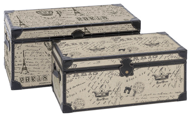 Set Of 2 Wood Square Storage Trunk Bo Paris Accent Decor Set Of 2 Wood Square Storage Trunk Bo Paris Accent Decor