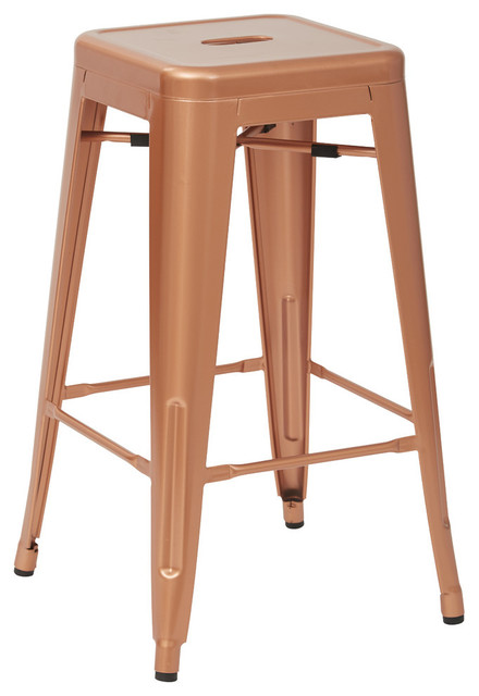 Bristow 26 Antique Metal Barstool Set Of 4 Contemporary Bar Bristow 26 Antique Metal Barstool Set Of 4 Copper