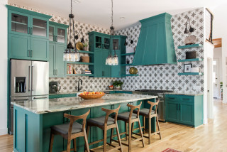 Green Cabinets and Bold Tile Star in Historic Kitchen Remodel (7 photos)