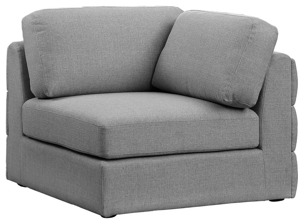 Beckham Linen Textured Fabric Upholstered Corner Chair, Grey