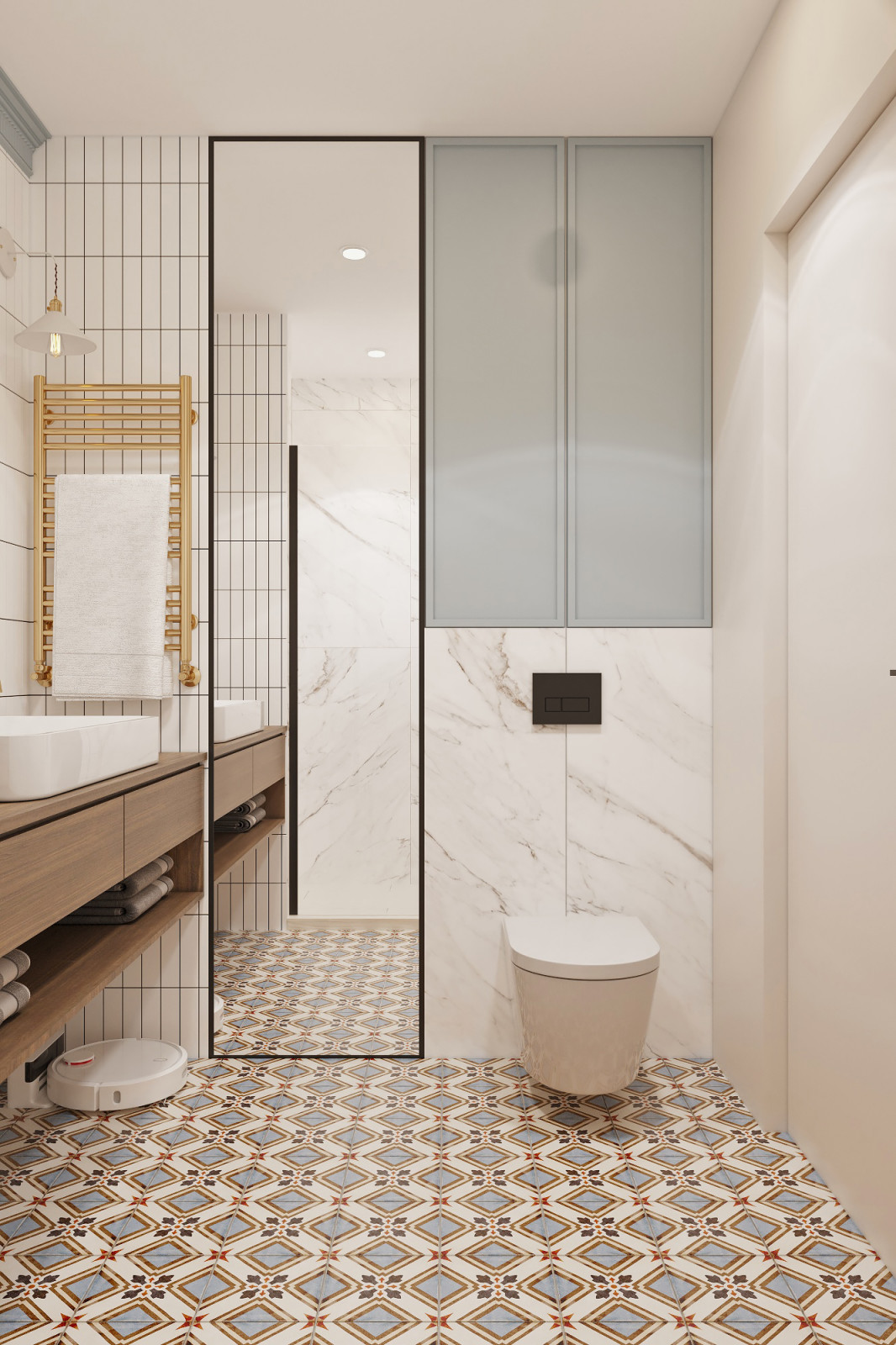 Дизайн проект квартиры с элементами стиля mid-century modern.