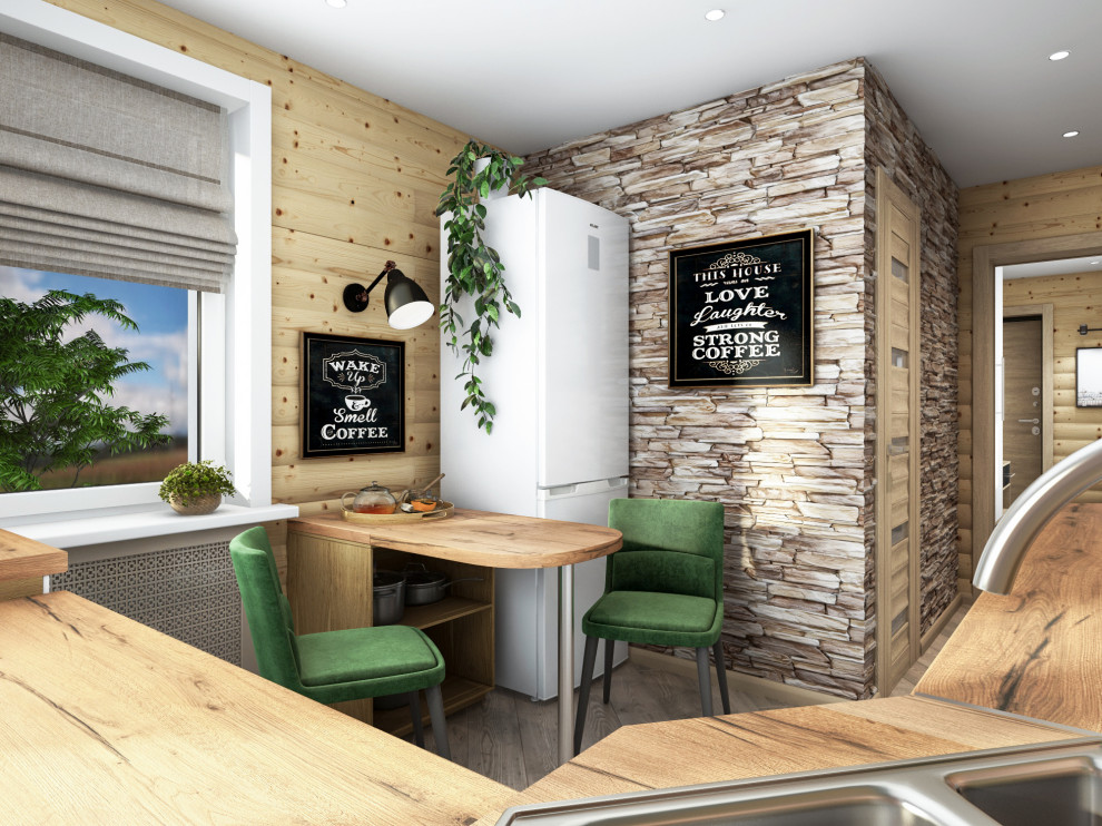 Блок-хаус в интерьере небольшого частного дома