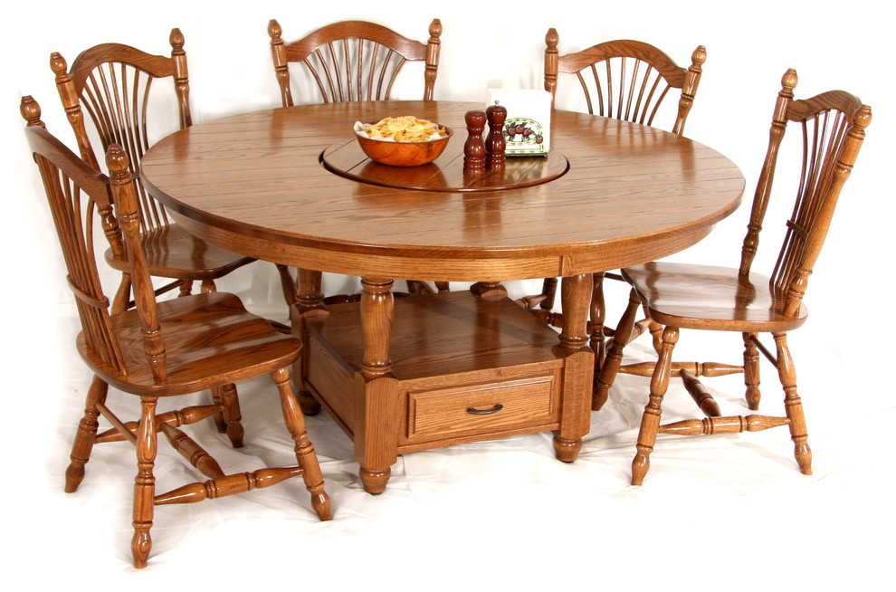 unique round table with built in lazy susan; royal harvest chairs