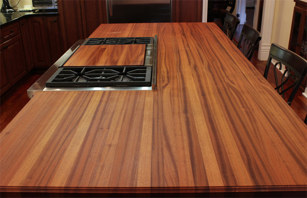 Sapele Butcher Block Island Top Transitional Kitchen Atlanta