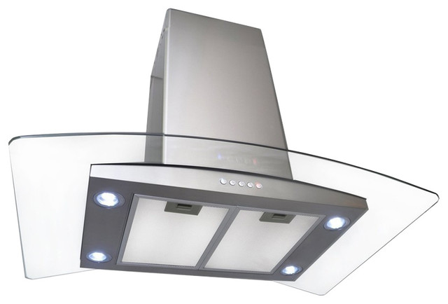 36" Stainless Steel Island Range Hood, Carbon Filter For Ductless Option