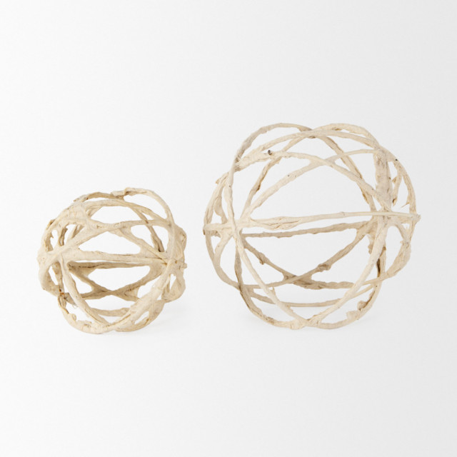 Kali 4.5Lx4.5Wx4.5H Small Beige Decorative Metal and Paper Object ...
