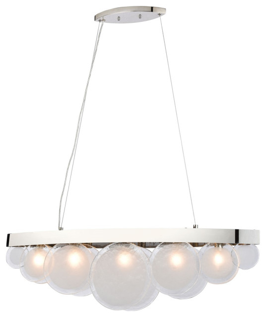 Zoetrope 5Light Linear Chandelier In Polished Chrome And White And Clear Contemporary