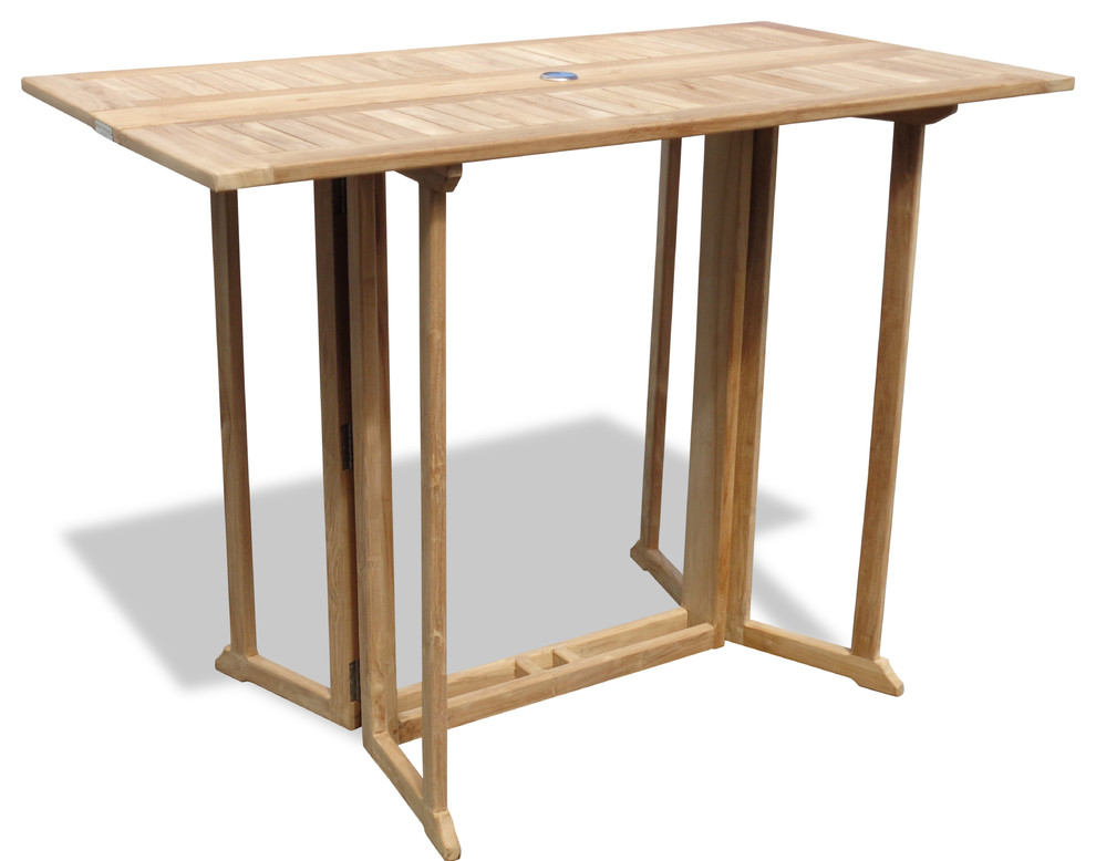 59"x43" Nassau Rectangular Drop Leaf Bar Table, Grade A Teak