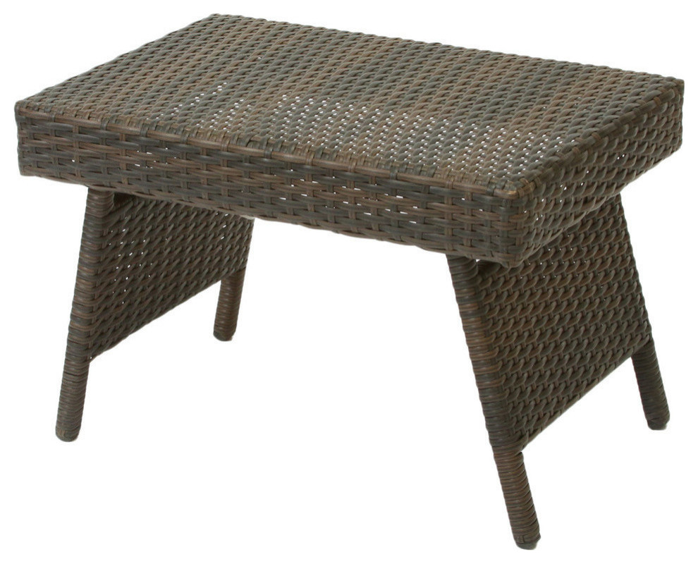 Olivia Outdoor Wicker Folding Side Table, Multibrown, Single
