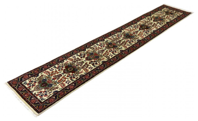 Hand-Knotted Persian Bidjar Herati Wool Runner – 4'11