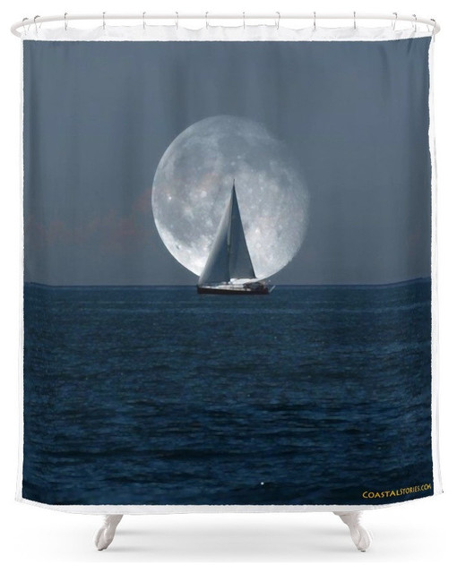 Sailing With A Romance Moon Shower Curtain