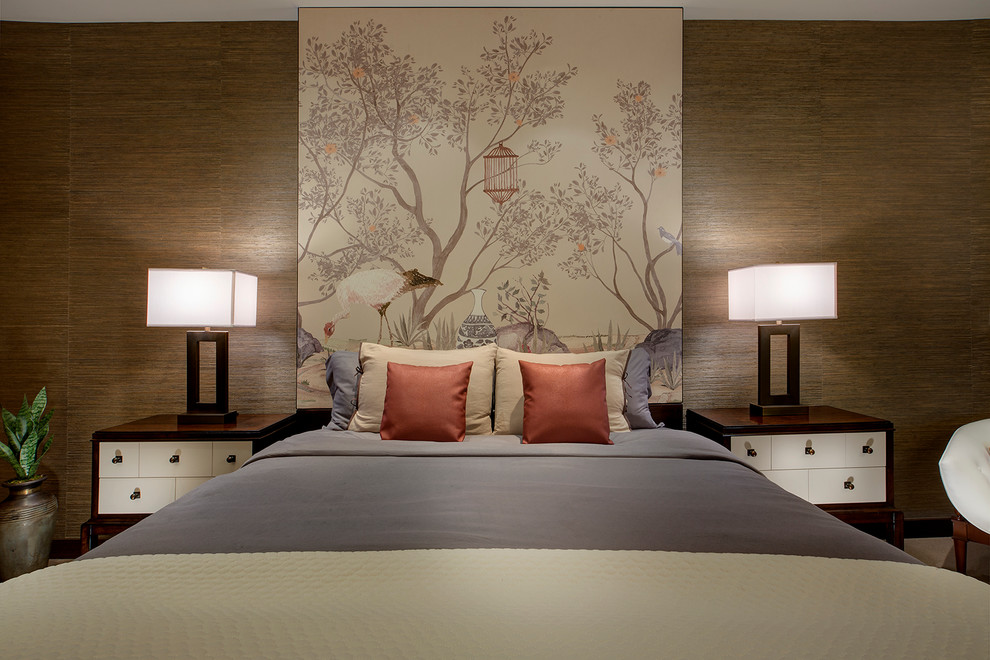This is an example of a mid-sized asian master bedroom in Las Vegas.