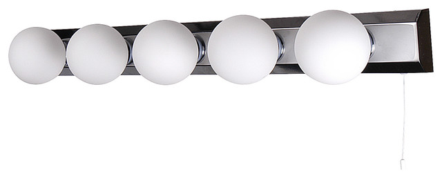 Tasmieno 5 Light Opal Glass Bathroom Strip Light, Chrome