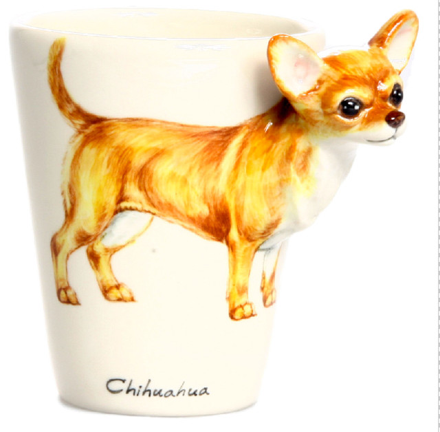 Chihuahua Short-Haired 3D Ceramic Mug, Brown