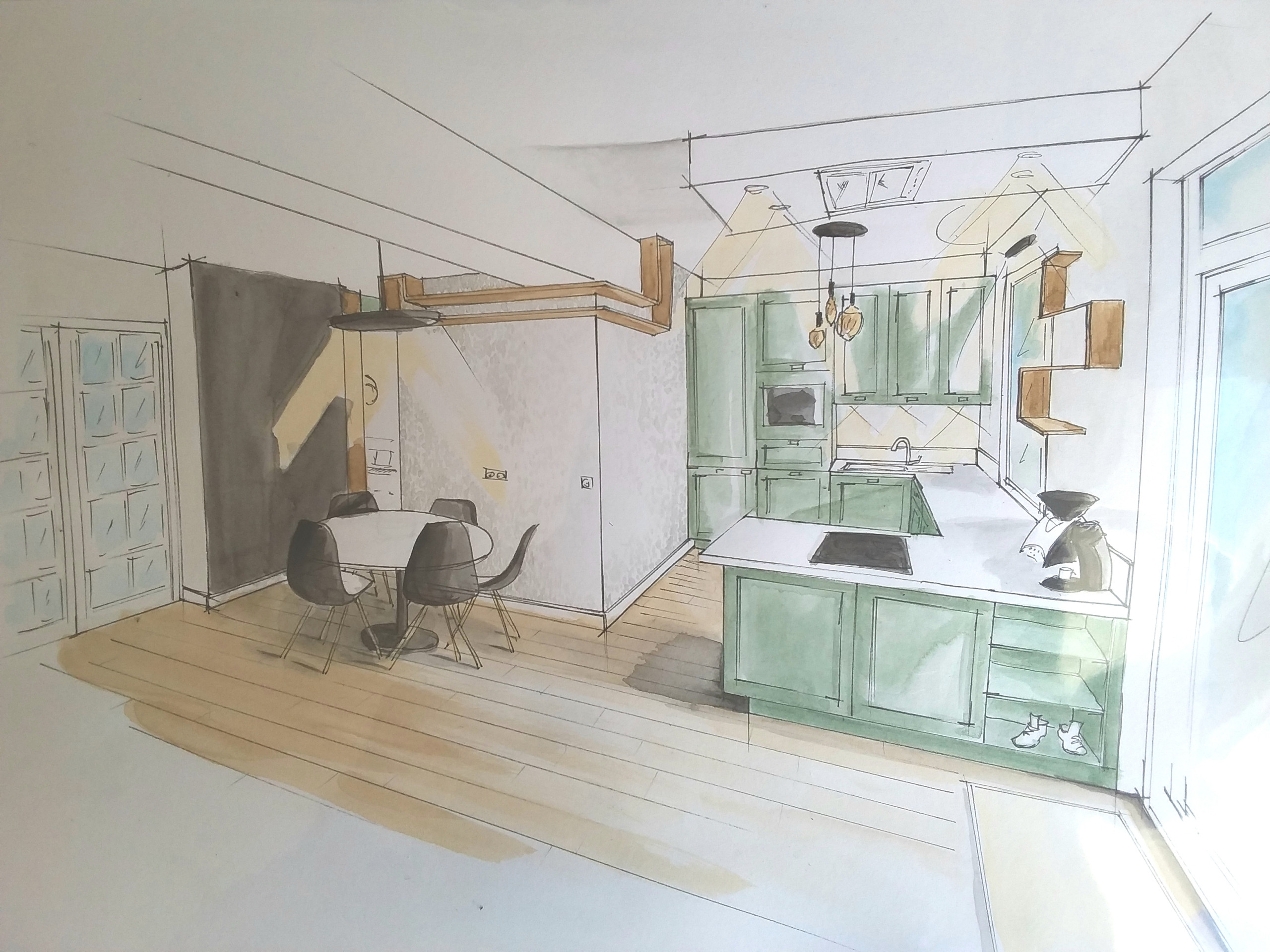Rénovation, aménagement et décoration du rez-de-chaussée d'une maison de ville