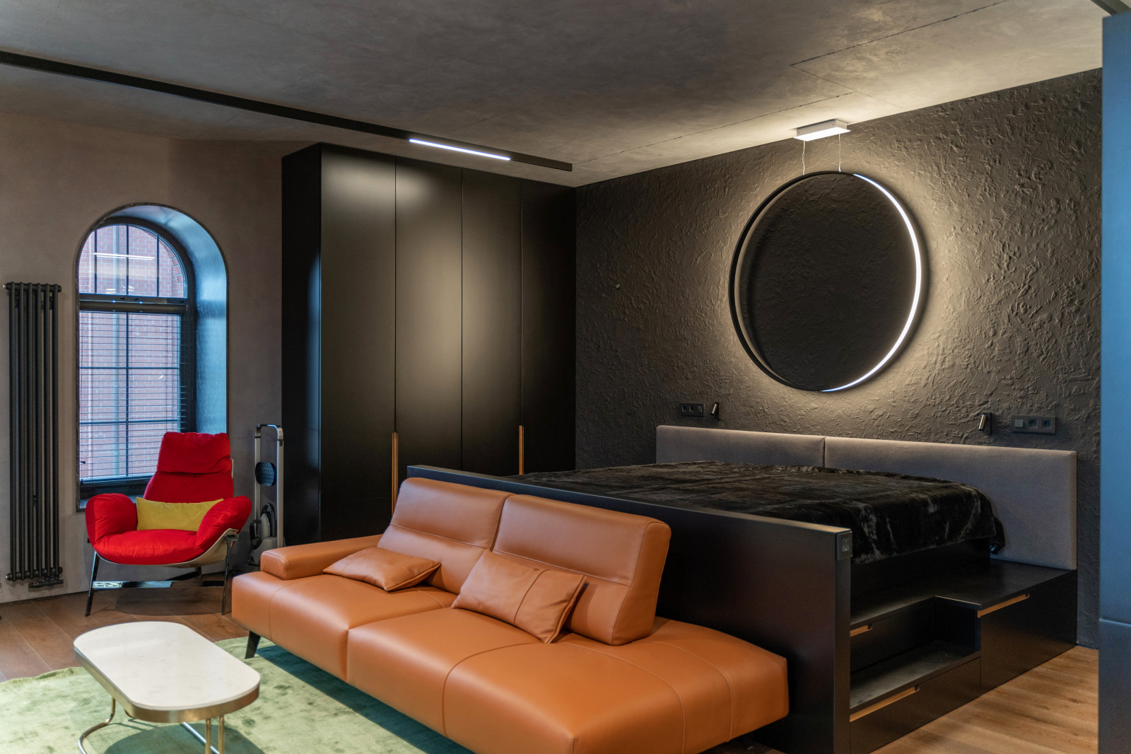 Брутальный интерьер аппартамоентов в ЖК Резиденции Архитекторов