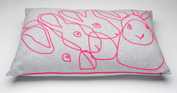 Pink Neon Rabbit Pillow Insert by La-la Label