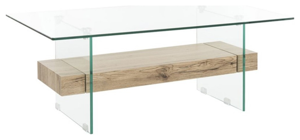 Safavieh Kayley Glass Coffee Table in Natural - Contemporary - Coffee