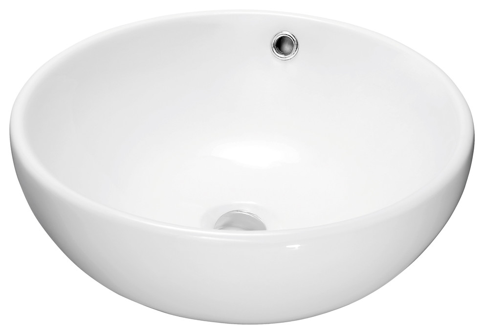Dawn Vessel AboveCounter Round Ceramic Art Basin with Overflow