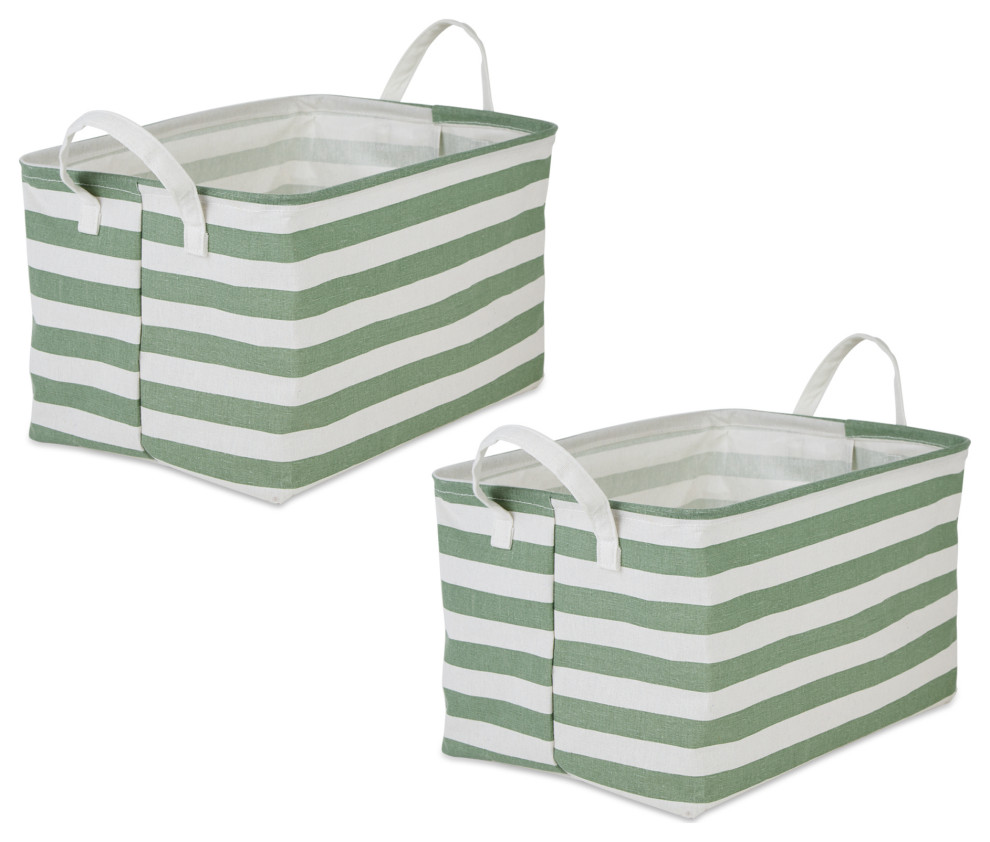 Laundry Bin Stripe Artichoke Rectangle Extra Large 12.5x17.5x10.5 (Set of 2)