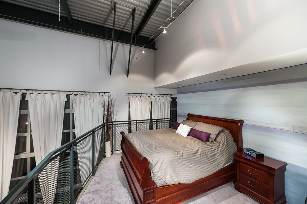 Contemporary loft-style bedroom in Vancouver.