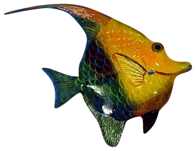 Tropical Yellow Green Angel Fish Tiki Bar Wall Decor 7x6 Angw37a