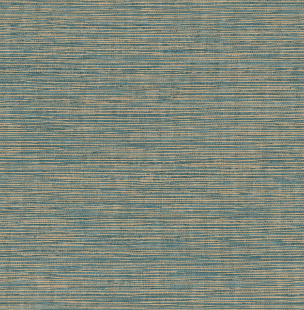 Alton Teal Faux Grasscloth Wallpaper, Swatch Contemporary Wallpaper