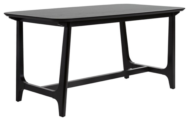Walker Edison Modern Solid Wood Trestle Base Dining Table - Black Ash ...