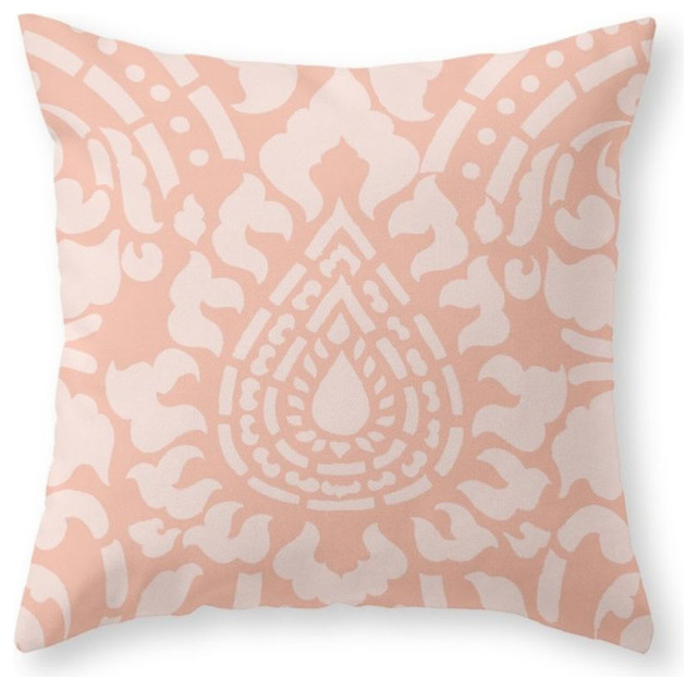 Peach Damask Throw Pillow Cover Contemporary Decorative