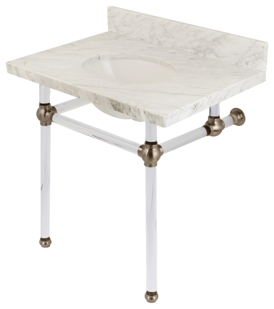 30X22 Marble Vanity Top w/Acrylic Console Legs Contemporary Bathroom Sinks by Kingston Brass