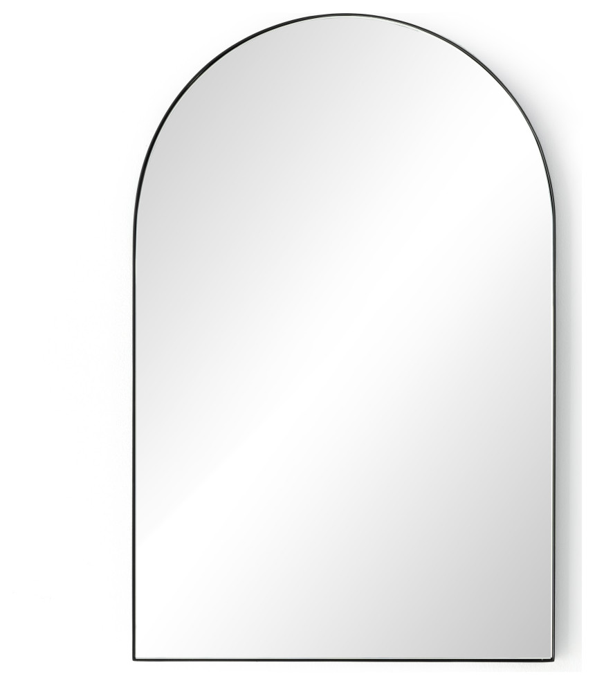 Small Mirror, Iron Matte Black Transitional Wall Mirrors