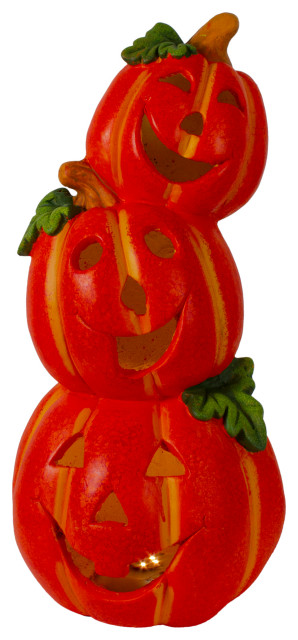 9.75" Orange and Green Animated Double-Sided Pumpkin Halloween Decor 