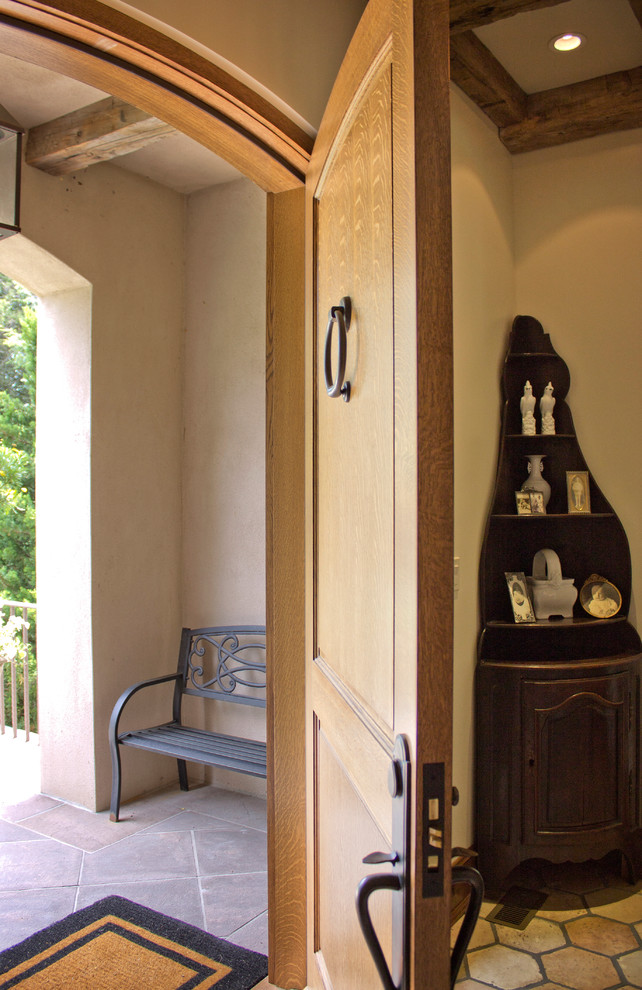 Inspiration for a rustic entryway remodel in New York